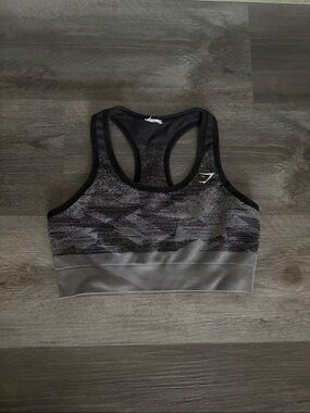 Gymshark Black & Gray Camo Seamless Racerback Sports Bra